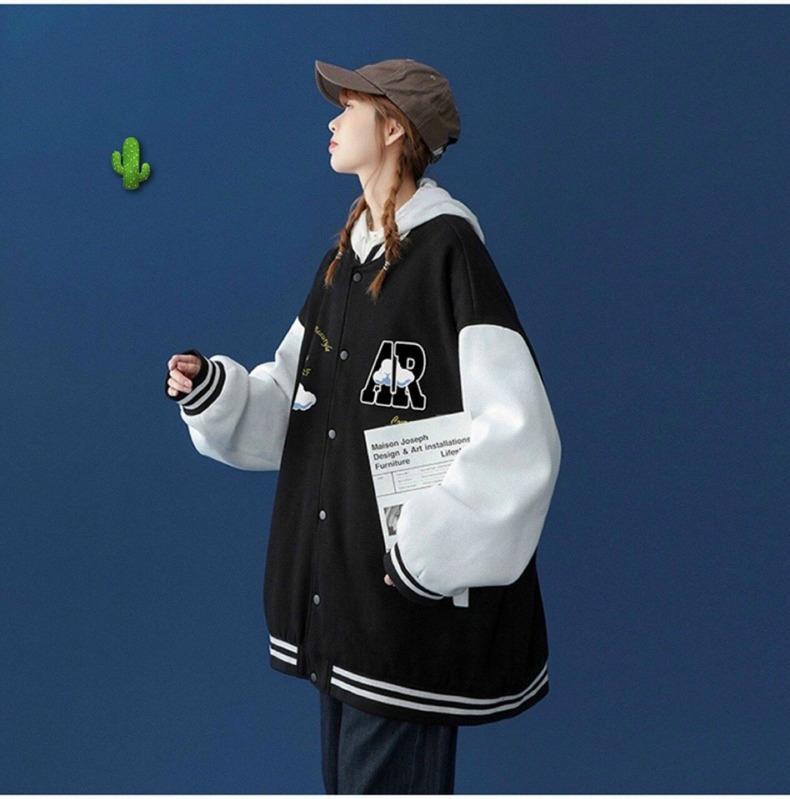 Áo khoác Bomber Nam Nữ in chữ hoạt tiết mây đẹp, áo khoác nỉ PE 2 lớp dày dặn và mềm mịn style Hàn Quốc