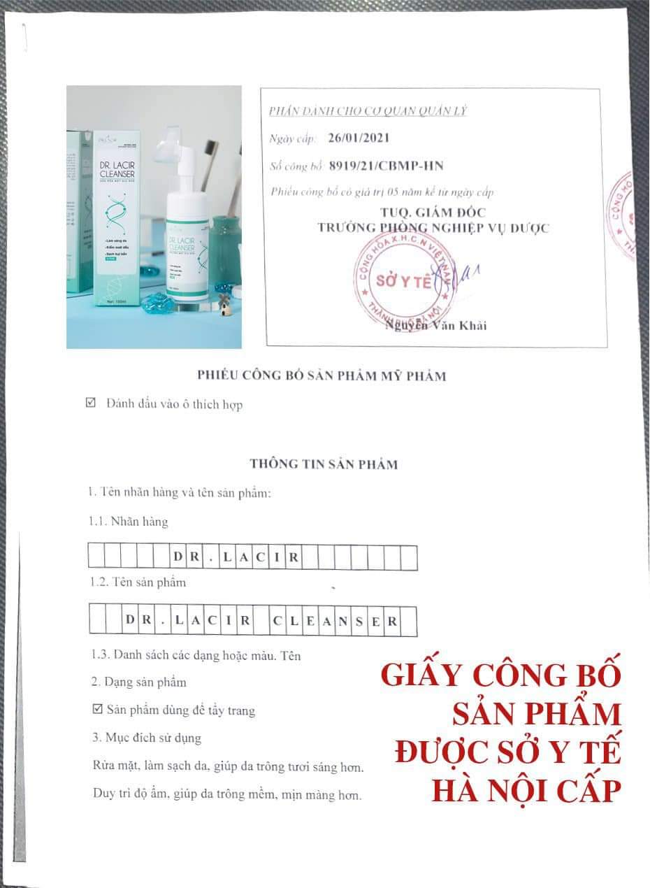 SỮA RỬA MẶT BẠC HÀ KIỀM DẦU DR LACIR CLEANSER