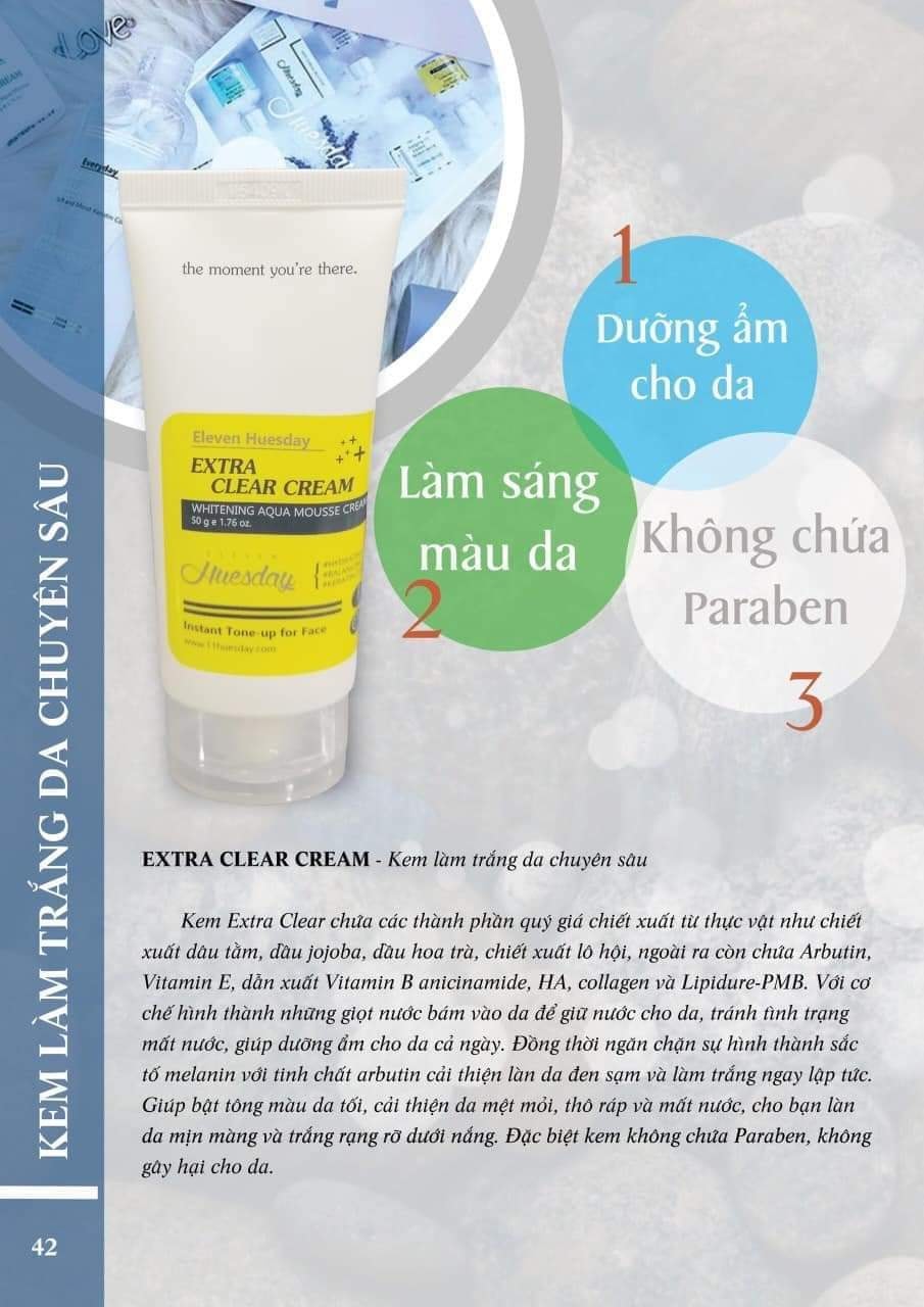 Kem làm trắng da chuyên sâu Extra Clear Cream Huesday