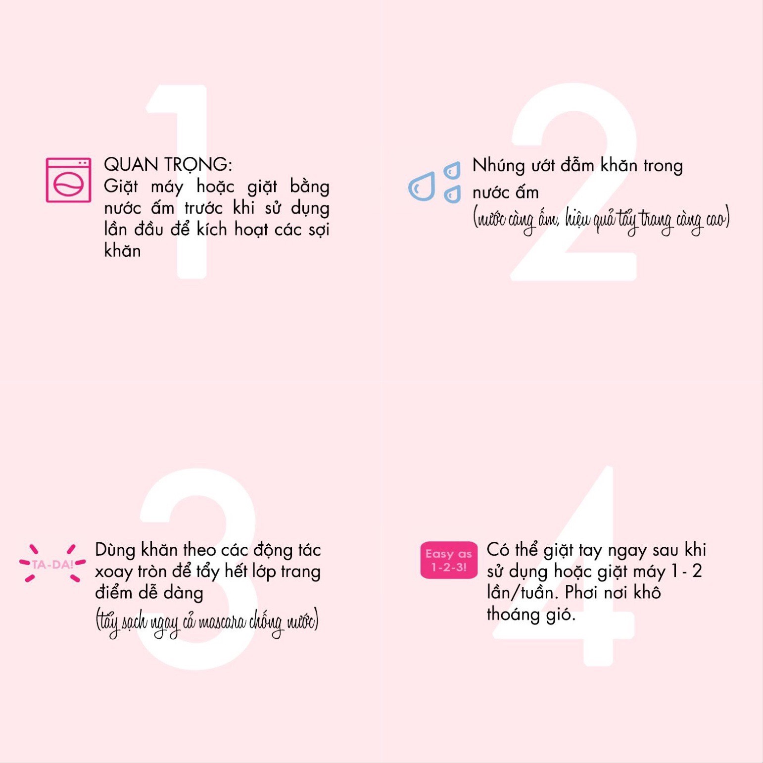 Khăn tẩy trang và tẩy da chết MakeUp Eraser siêu mềm mịn bản bản Hồng Mini Pink
