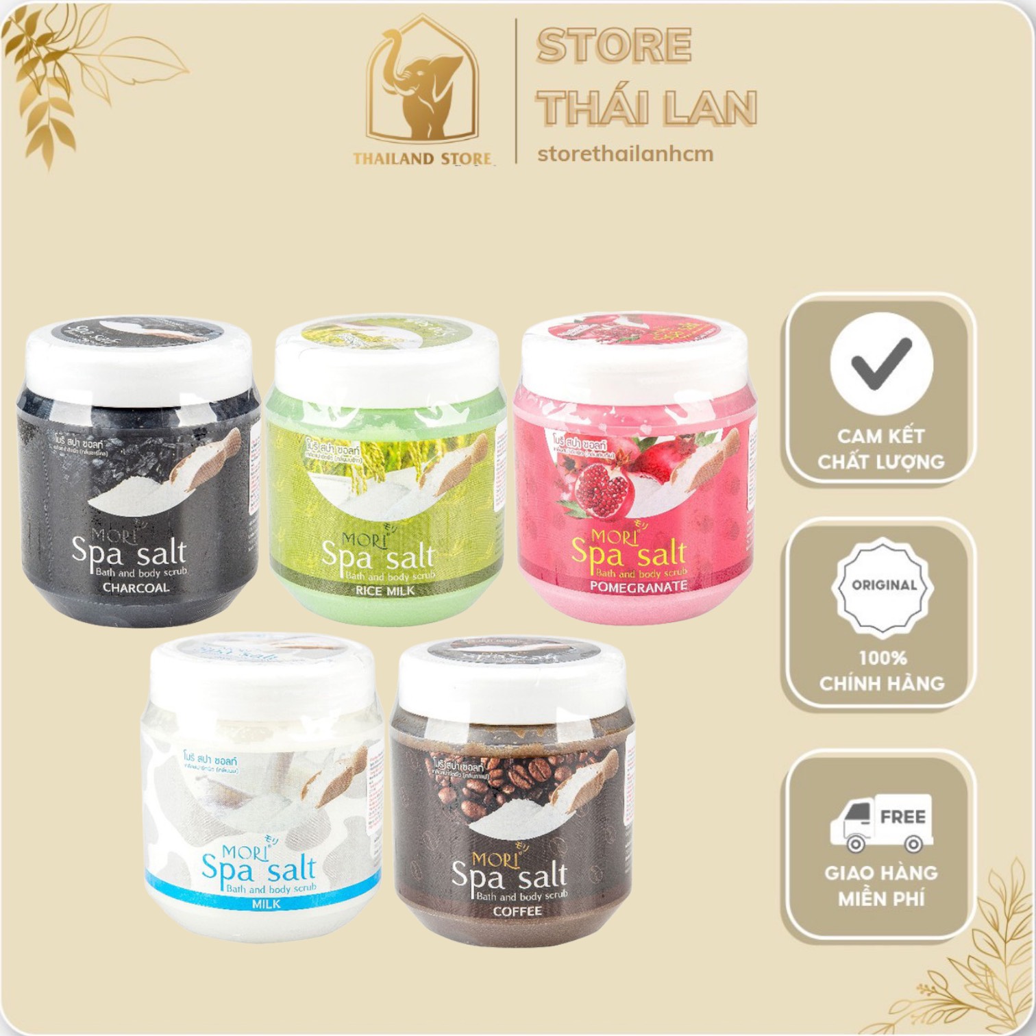 Muối tắm tẩy tế bào chết mori spa salt bath 8 mùi hương body scrub 700g
