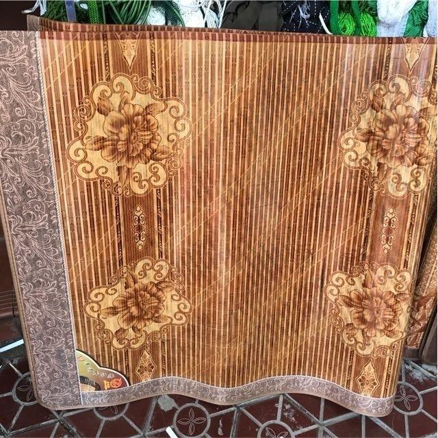 Chiếu trúc tăm viền lụa gập đôi mát mẻ mùa hè kt 1.6 x 2m