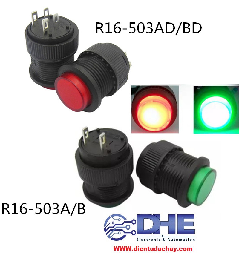 R16-503AD CONTACT NHẤN GIỮ- PHI 16MM - MÀU ĐỎ