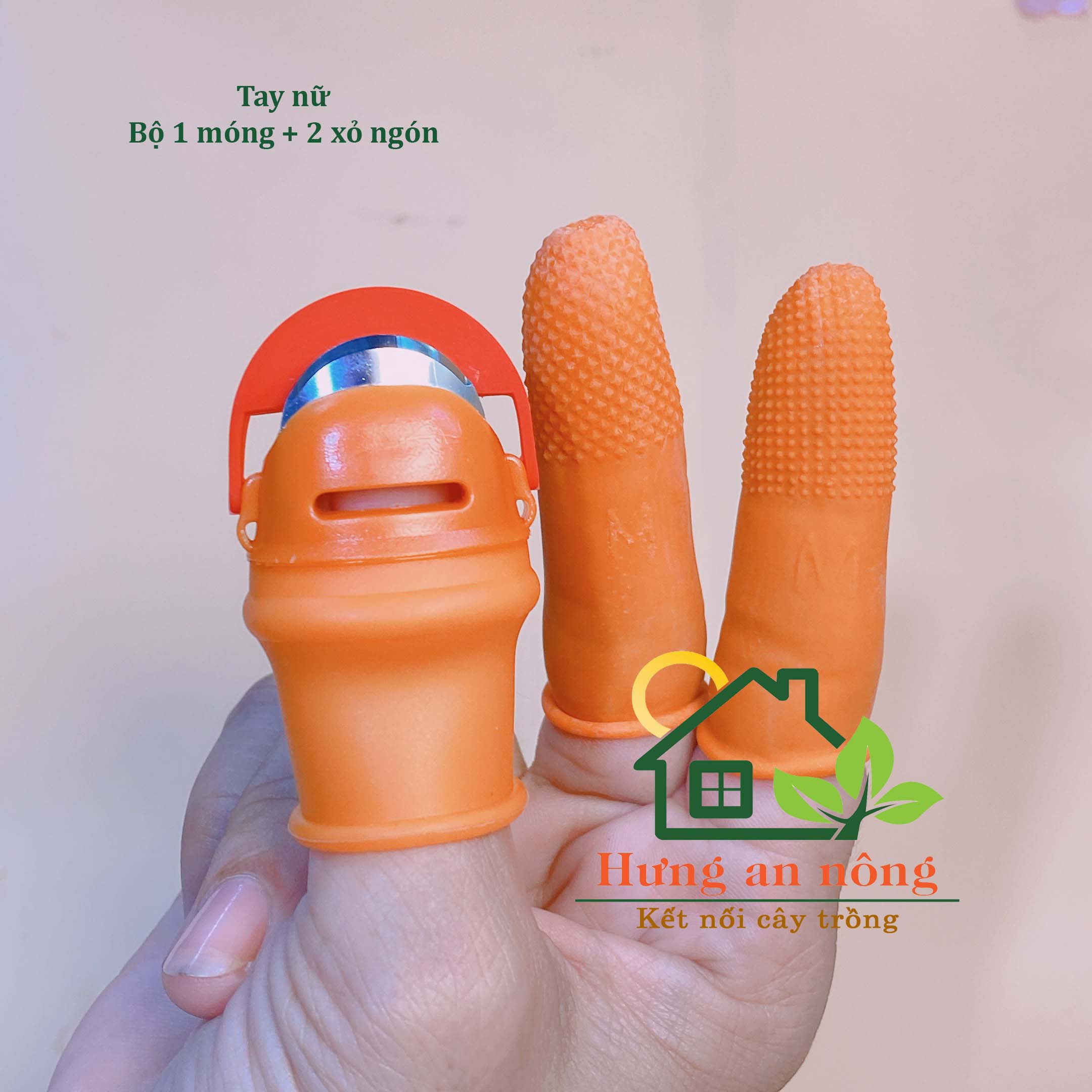 PBĐB - Bộ dao móng tay + 2 bao xỏ ngón dùng lặt hái rau làm bếp hỗ trợ nhanh tiện đở đau đầu ngón tay