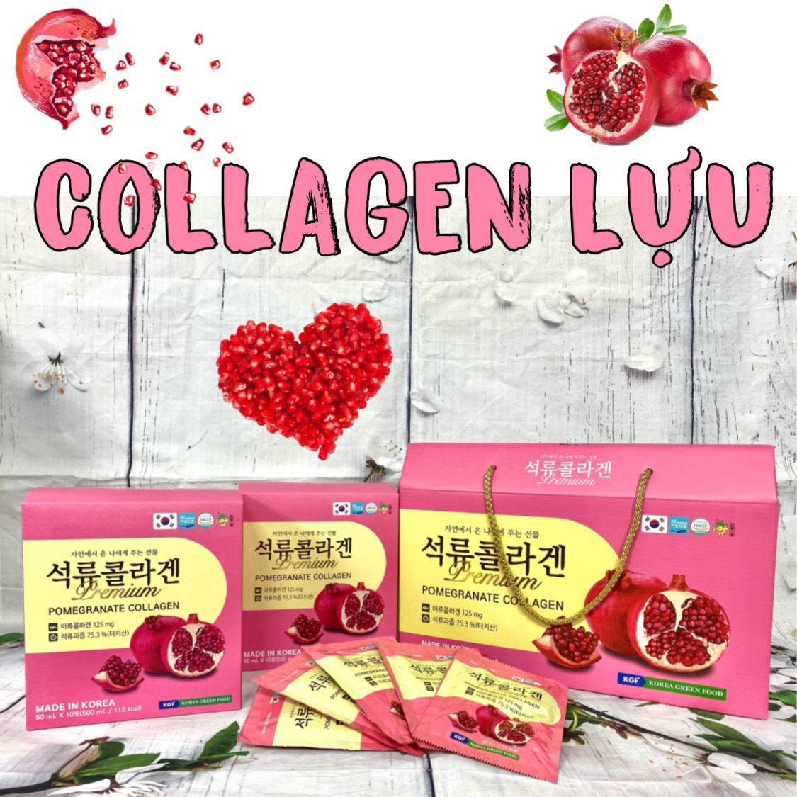 [Quà tặng] Nước uống Collagen lựu KGF (50ml x 20 gói)