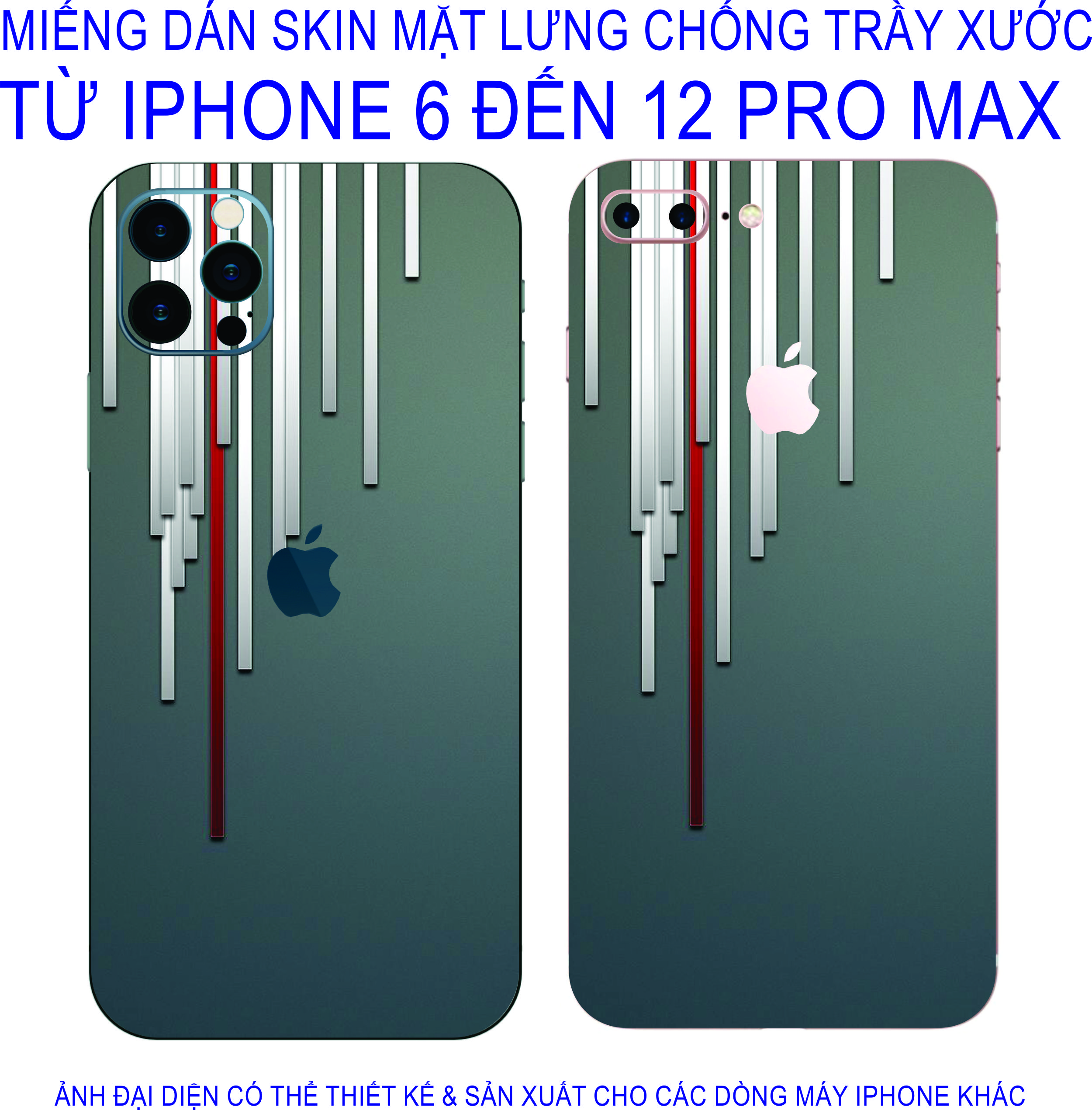 Miếng Dán Skin mặt lưng iphone 6 đến 12 pro max chống trầy xước, hình ảnh 3D sắt nét