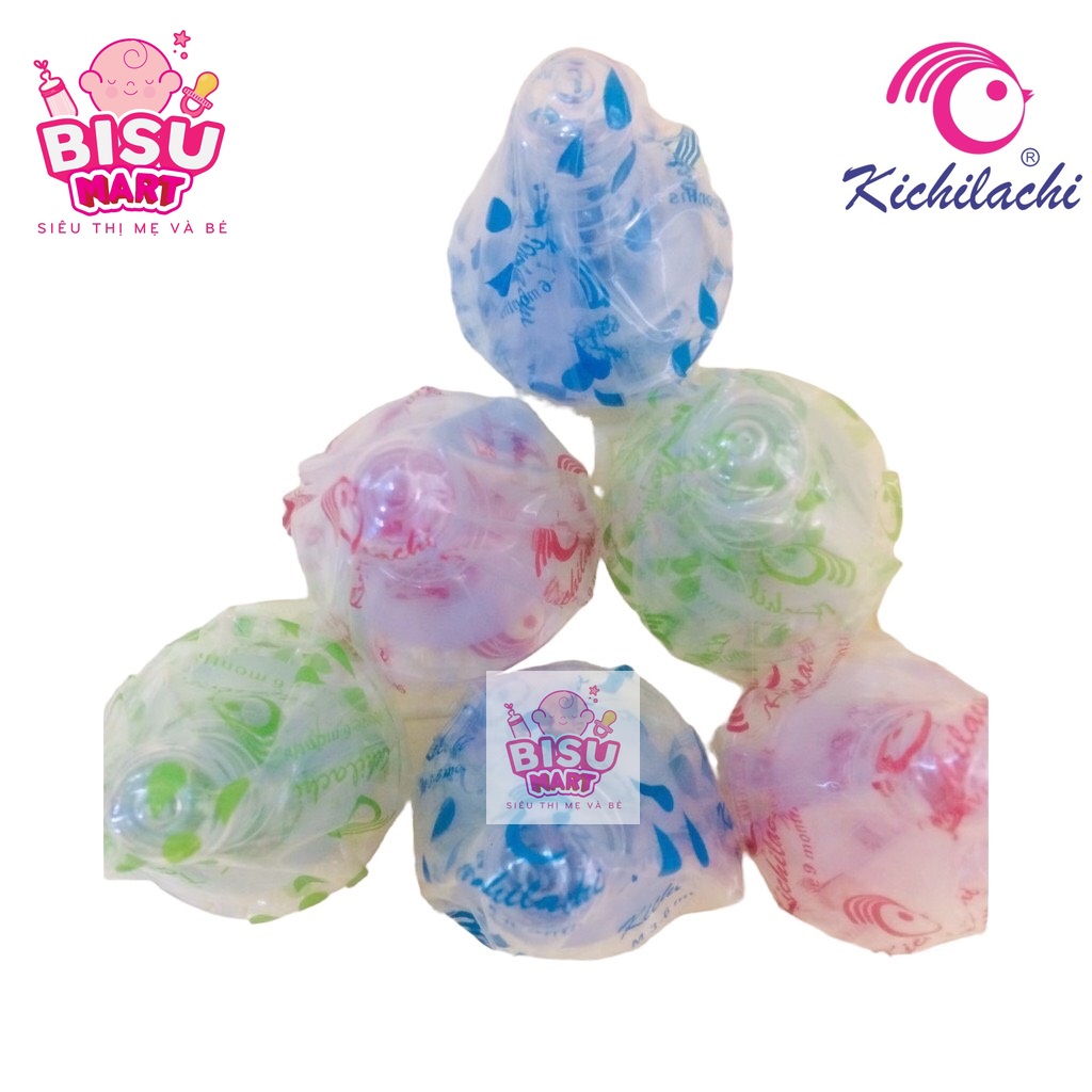Núm vú silicon siêu mềm cổ hẹp Kichilachi cho bé Size S M L Y