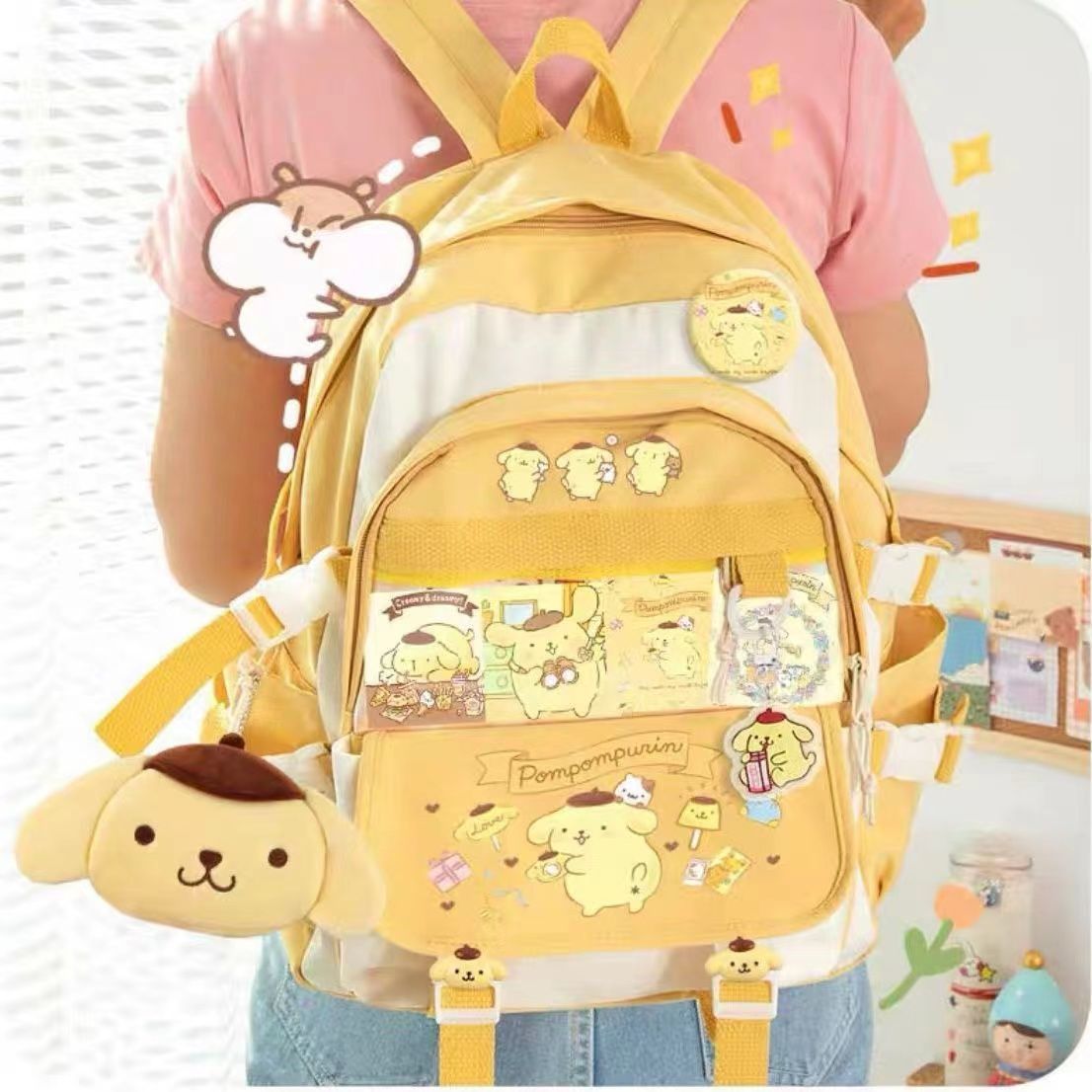 Cặp sách nữ ba lô du lịch sanrio kulomi nữ 2023 ba lô thời trang nhẹ mới nam