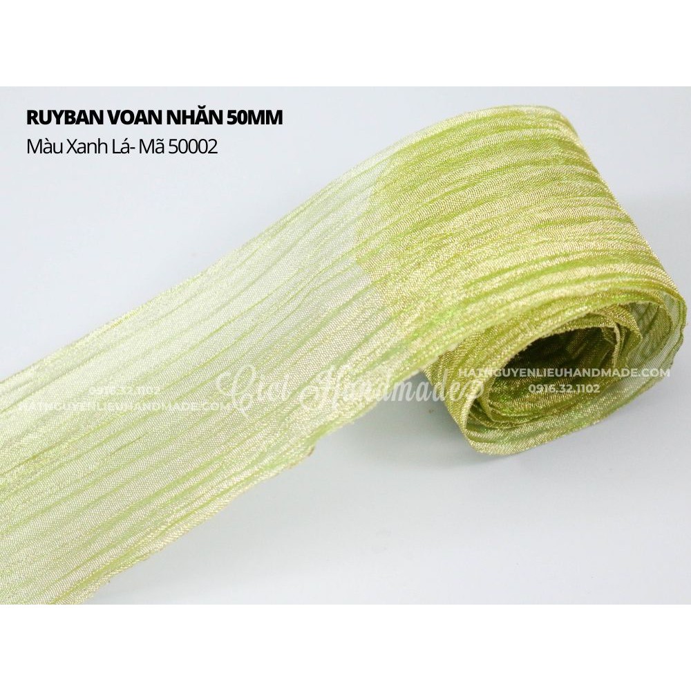 Ruy băng Voan Nhăn Hàn Quốc 50mm - Cuộn 1M - Cici Handmade nguyên liệu ribbon làm hoa cài áo hoa vải đính kết