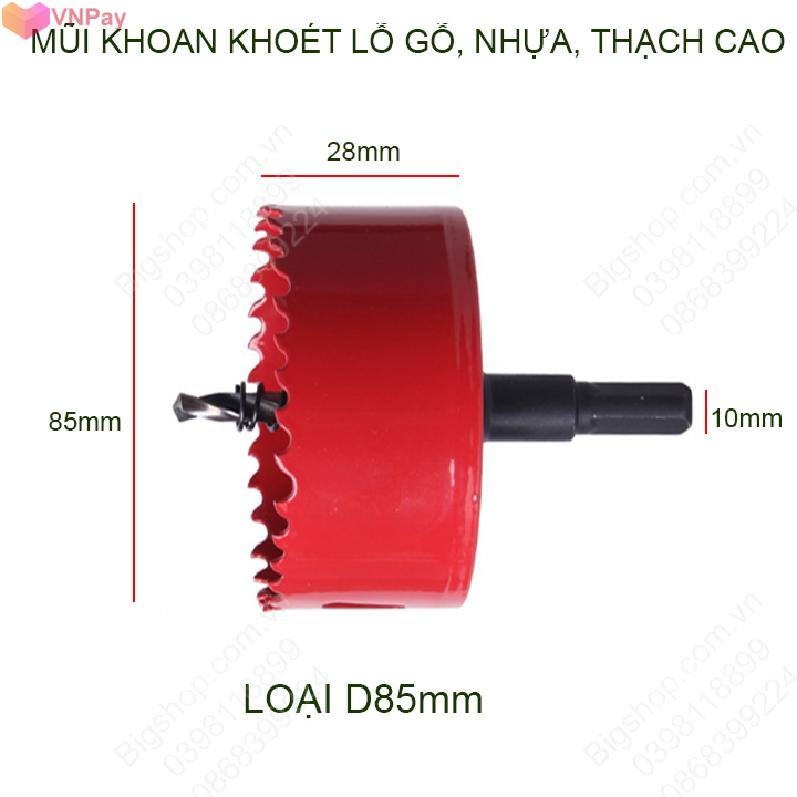 Mũi khoan khoét lỗ gỗ, nhựa, thạch cao đa năng đường kính từ D65-140mm