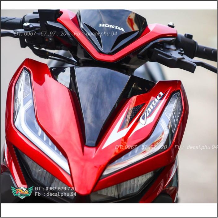 Tem rời Vario Trắng đen dán xe đỏ (B)