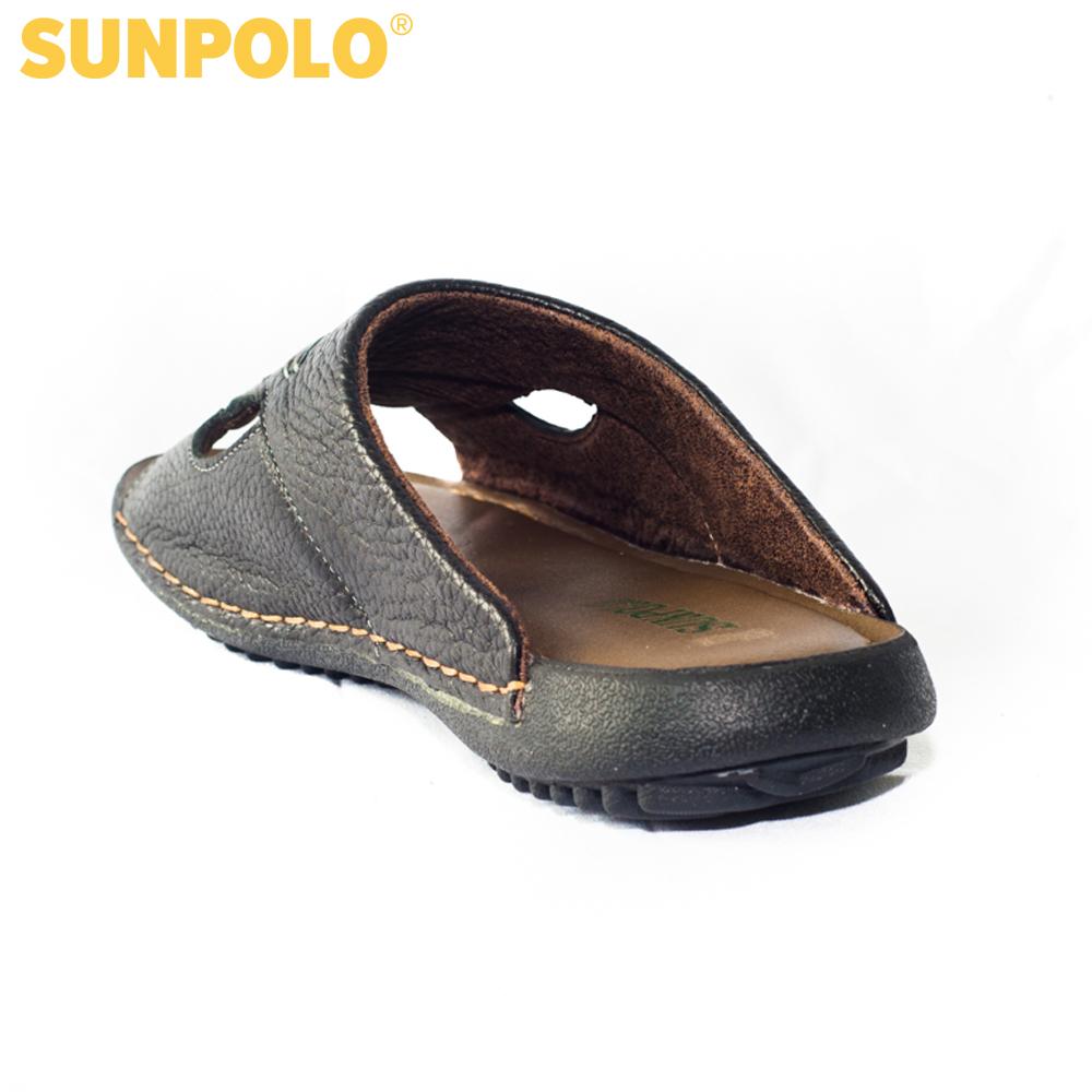 Dép Quai Ngang Nam Da Bò SUNPOLO DQN036 (Đen, Nâu)