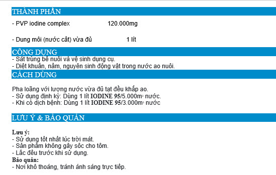 iodine 95 ( diệt khuẩn, nấm , virus ) chai 1 lít