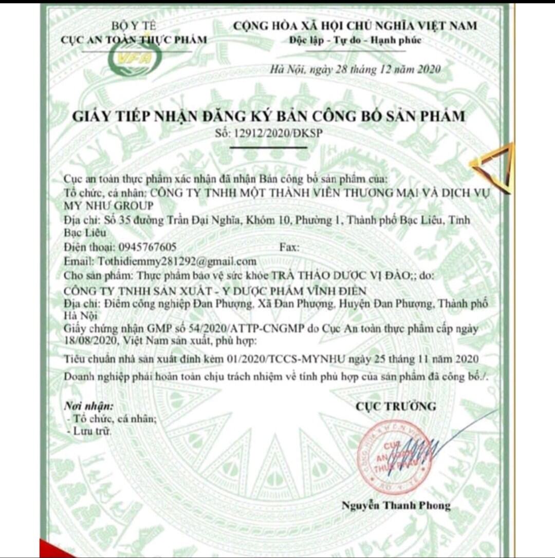 Trà Giảm Cân Vị Đào Chính Hãng