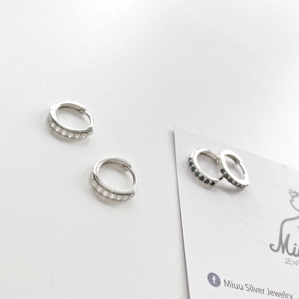 Bông tai bạc nữ vòng tròn đính đá Miuu Silver