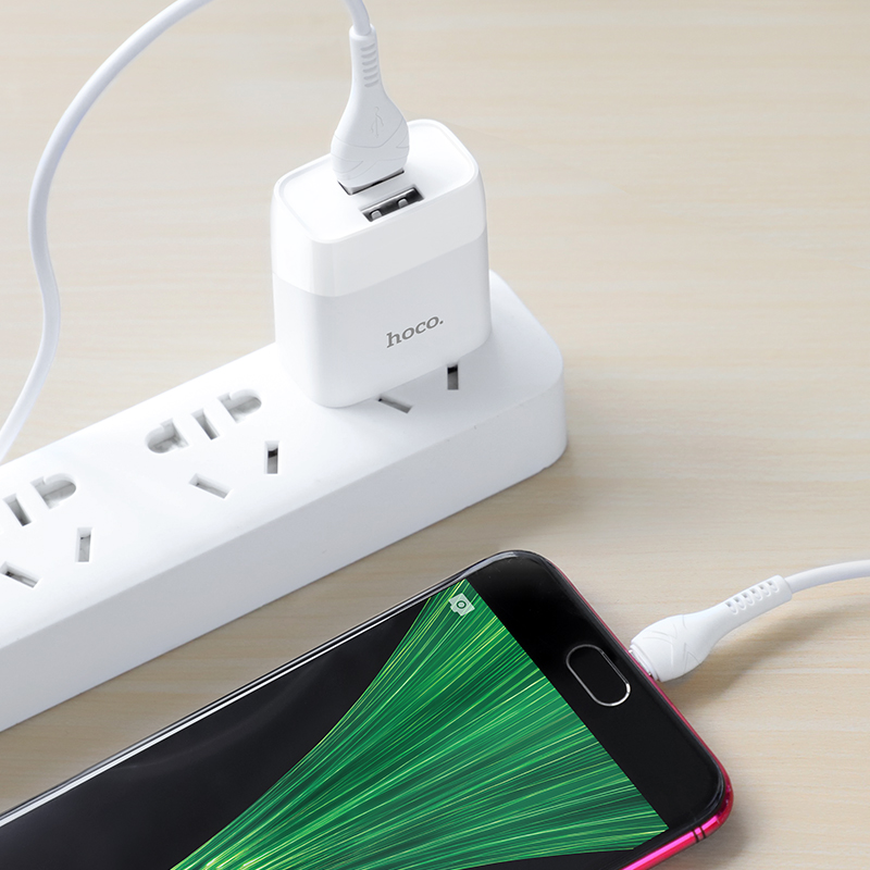 Bộ Sạc Hoco 2 Cổng Usb C73 Chui Micro - Sạc Nhanh Dây Dài 1m