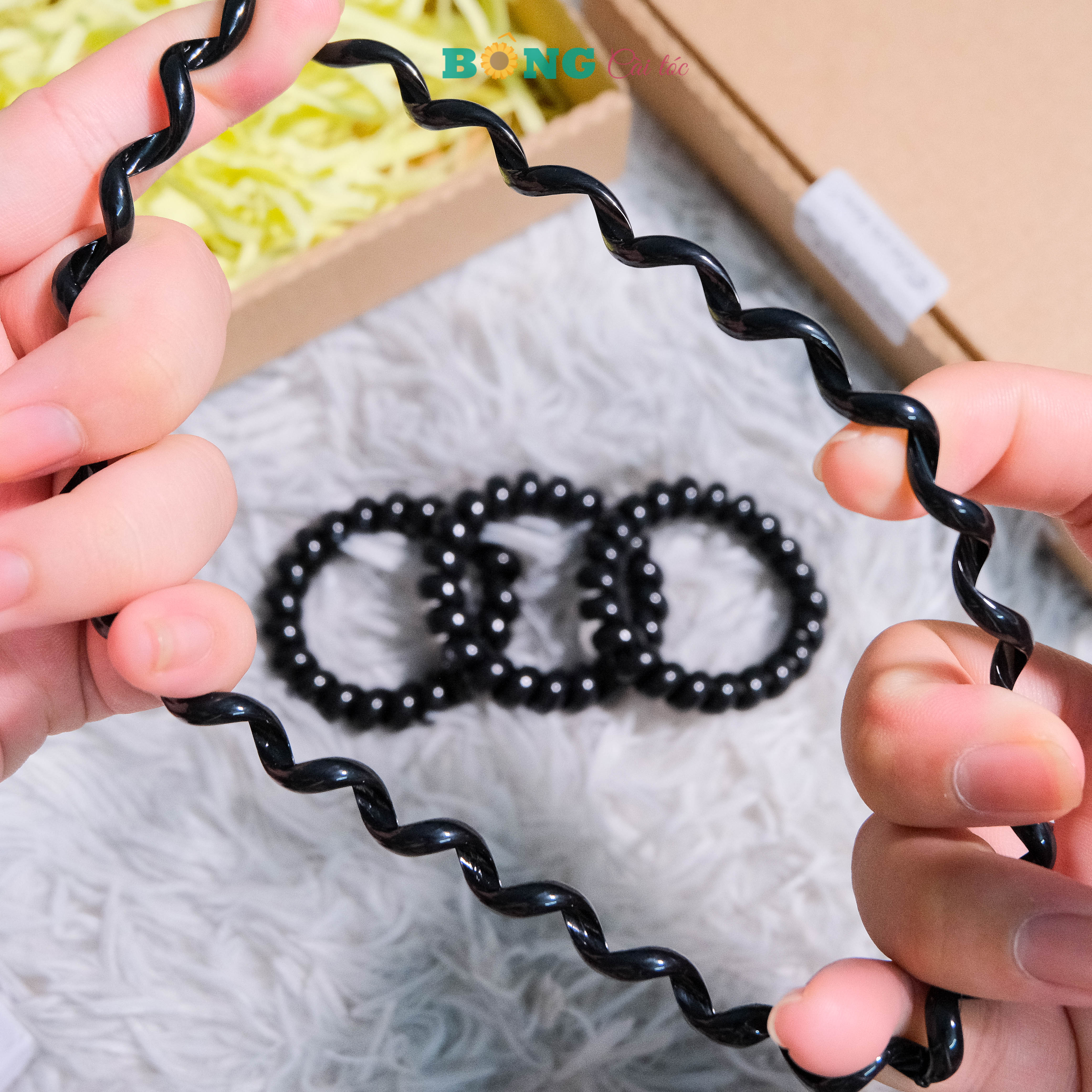 Dây cột tóc lò xo đen nhiều kích thước - cột tóc lò xo BÔNG Cài Tóc