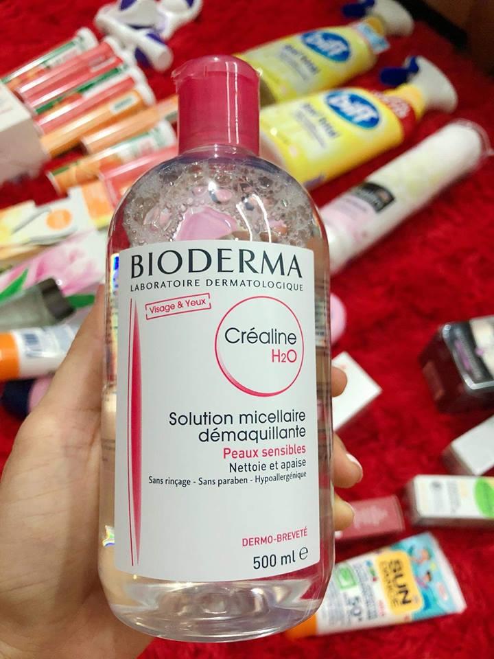Nước tẩy trang bioderma pháp 500ml - xanh cho da dầu, hồng cho da khô
