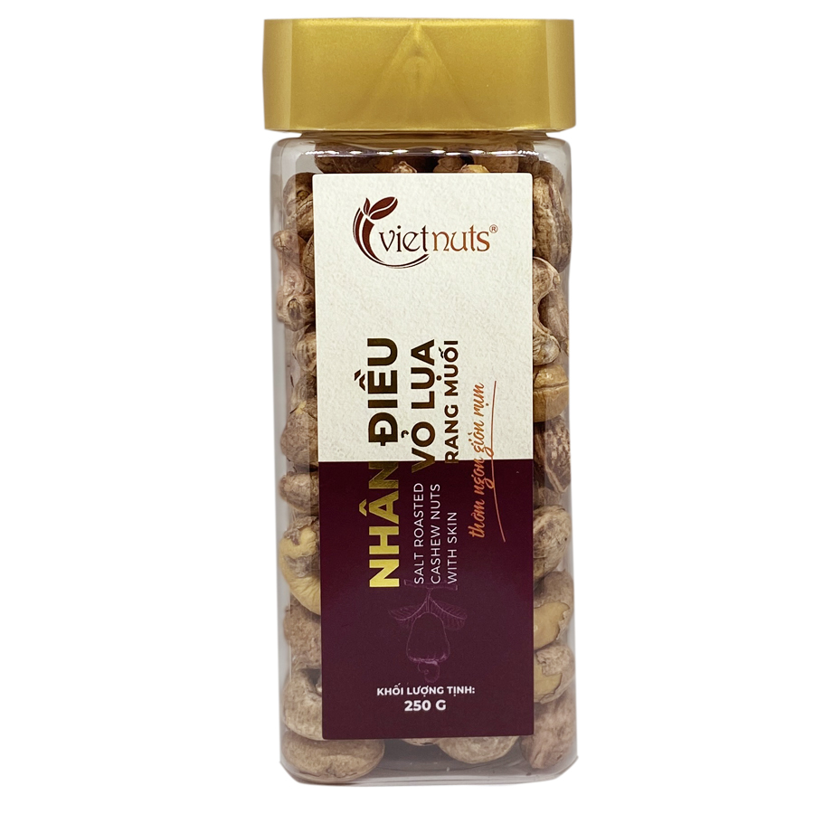 Vietnuts - Roasted Salted Silk Shell Almonds, 250g Box - 0% Cholesterol, Completely Natural - Good for the Heart - Gift for Diabetics