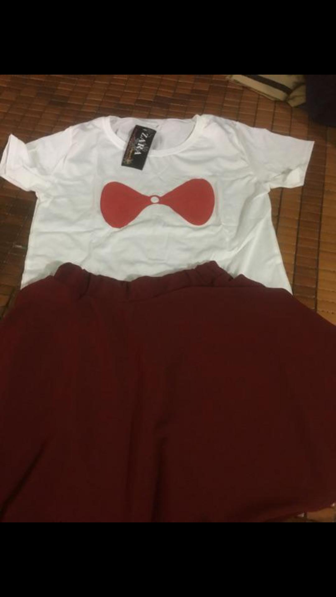 [HCM]Set Chân Váy Kèm Áo Nơ Ulzzang Hàn Quốc