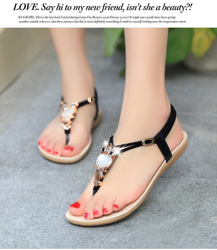 Dép sandal nữ kiểu gắn ngọc xỏ ngón thời trang dễ thương