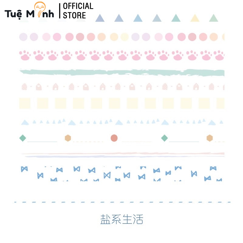 Set 10 Cuộn Washi Tape Dễ Thương Dán Sổ Tay VPP TUEMINH, Bullet Journal Nhiều Mẫu Wa06- VPP Tuệ Minh