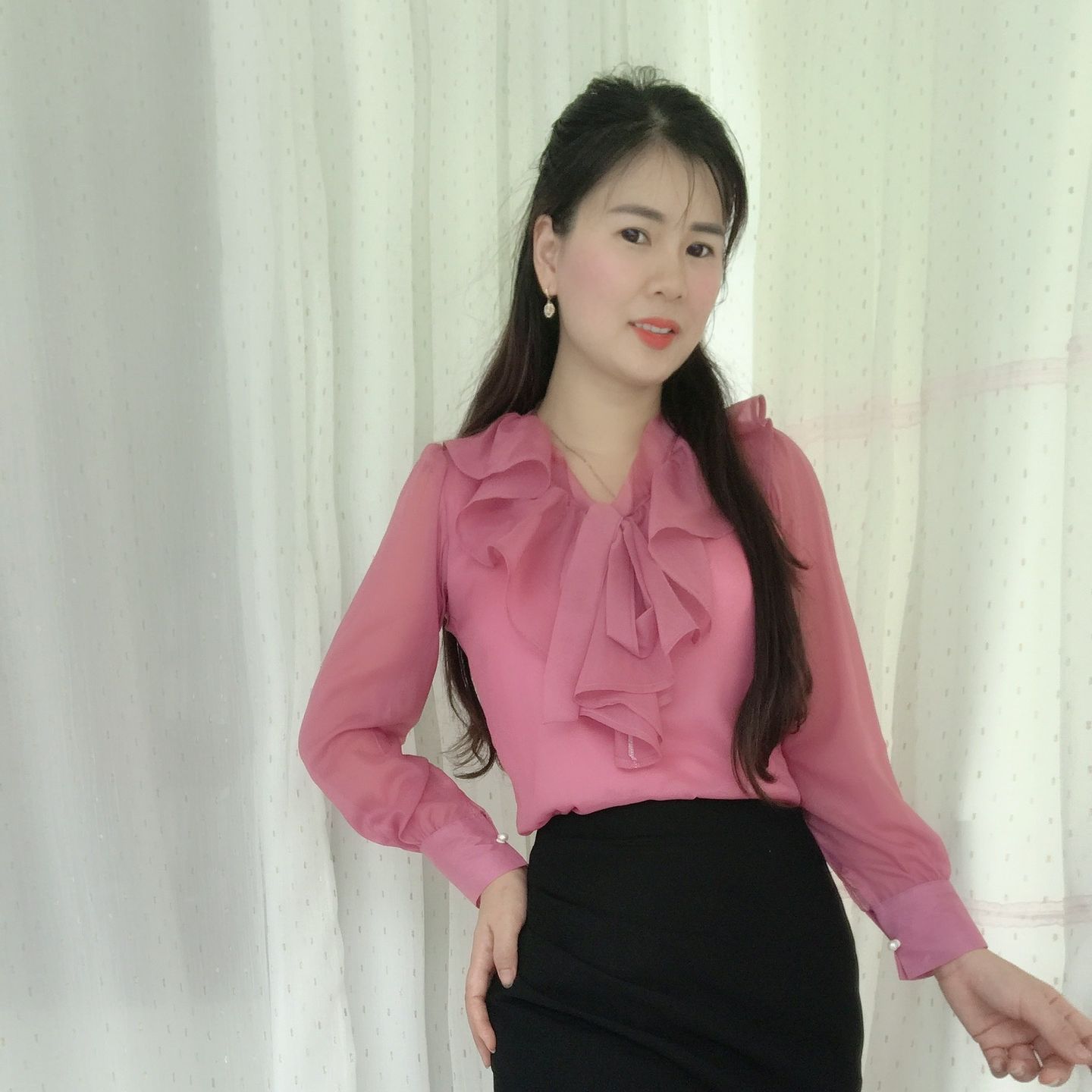 AT1- ÁO KIỂU NỮ CÔNG SỞ BÈO CỘT NƠ