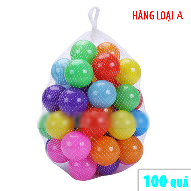 Túi 100 quả bóng nhựa nhiều màu, banh nhựa cho bé thỏa sức vui chơi, banh cho trẻ em cao cấp chất liệu an toàn giá rẻ, bóng cho bé chơi nhà bóng - Gutymart