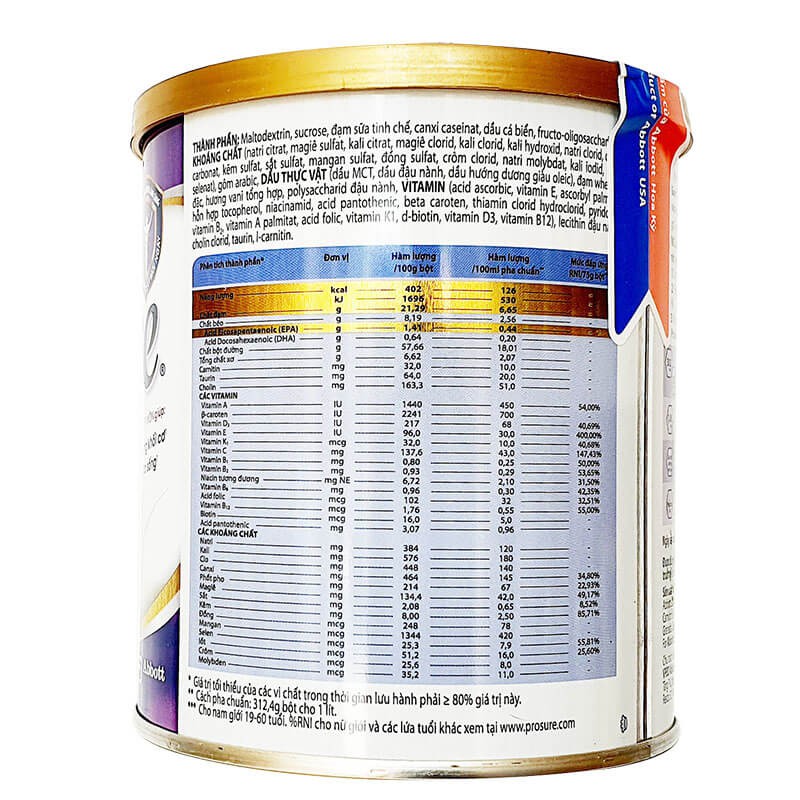 Sữa Prosure Vani hộp thiếc 380g (Date 2025)
