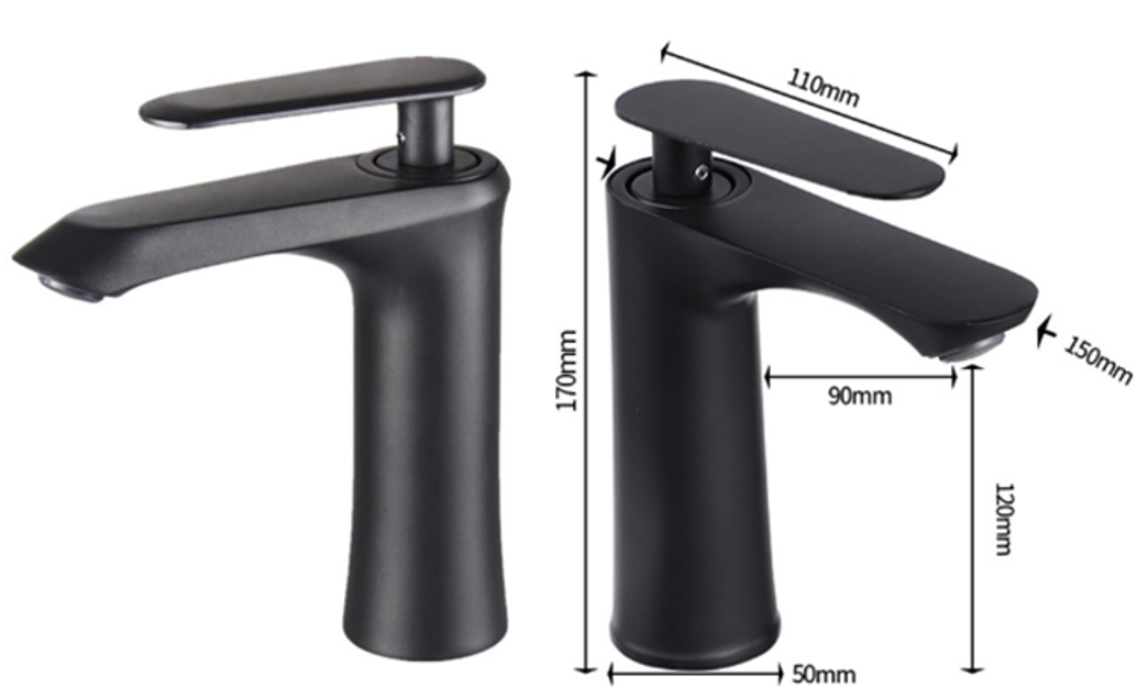 Vòi lavabo cao cấp màu đen  inox 304-MS5