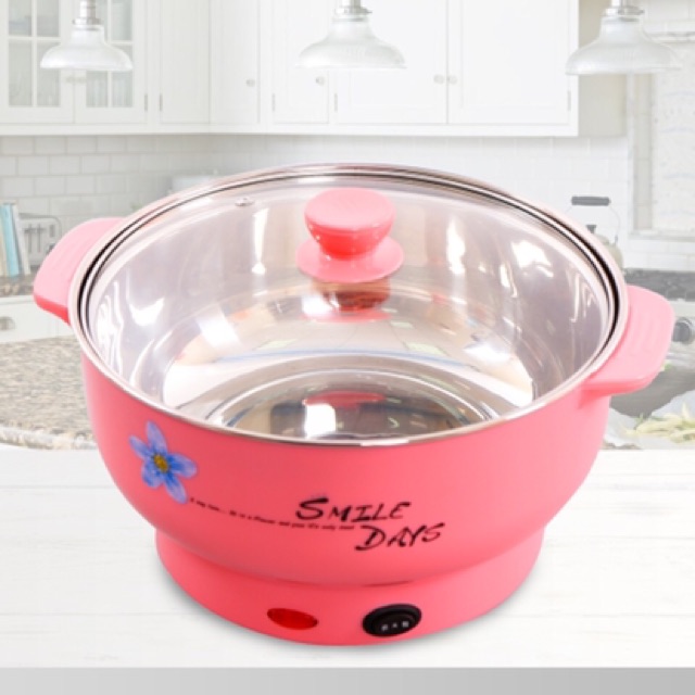 Nồi lẩu điện đa năng,Nồi lầu mini,Ca nấu mỳ 1 tầng và nắp kính cao cấp , lẩu mini đa năng, ca mỳ mini,nồi lẩu mini đa năng