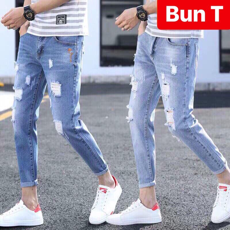 QUẦN JEAN NAM CHẤT BÒ XANH NHẠT WASH TREND MỚI SOÁI KA TT-1900 TRANG BUN FASHION