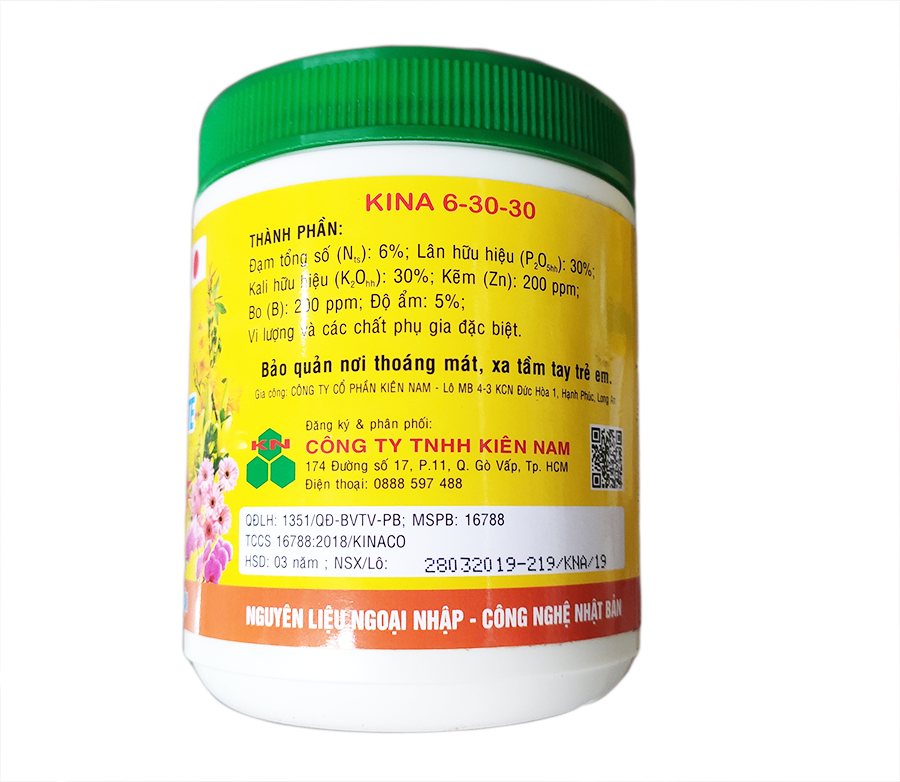 Phân bón Orchid 6-30-30 chuyên dành cho lan hủ 500g (kina 6-30-30)