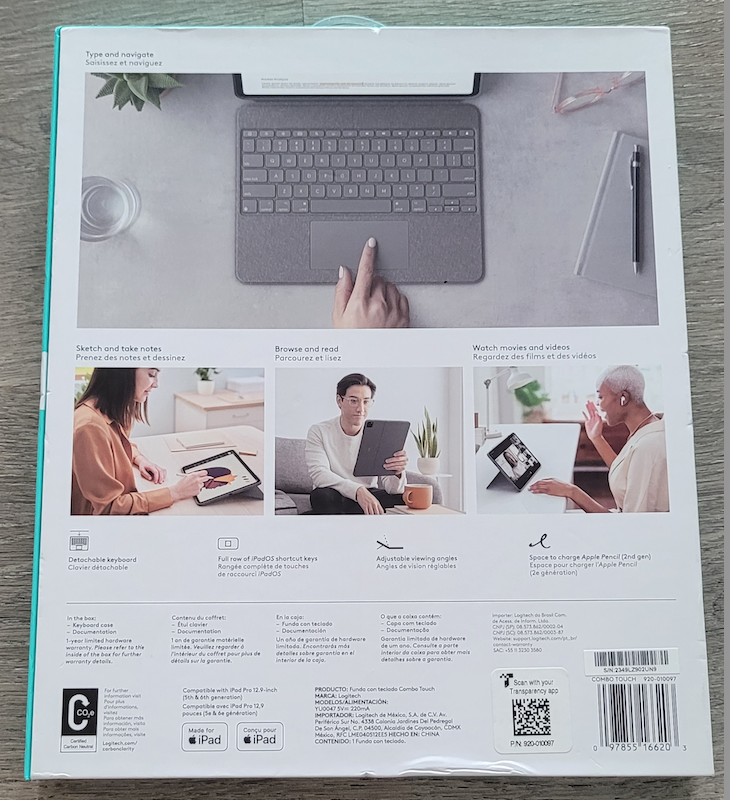Bao da kèm bàn phím Logitech Combo Touch cho iPad Pro 12.9 : M1, M2