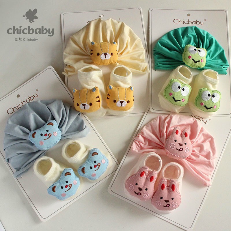 Set mũ Turban và tất dễ thương cho bé (Giao ngẫu nhiên)