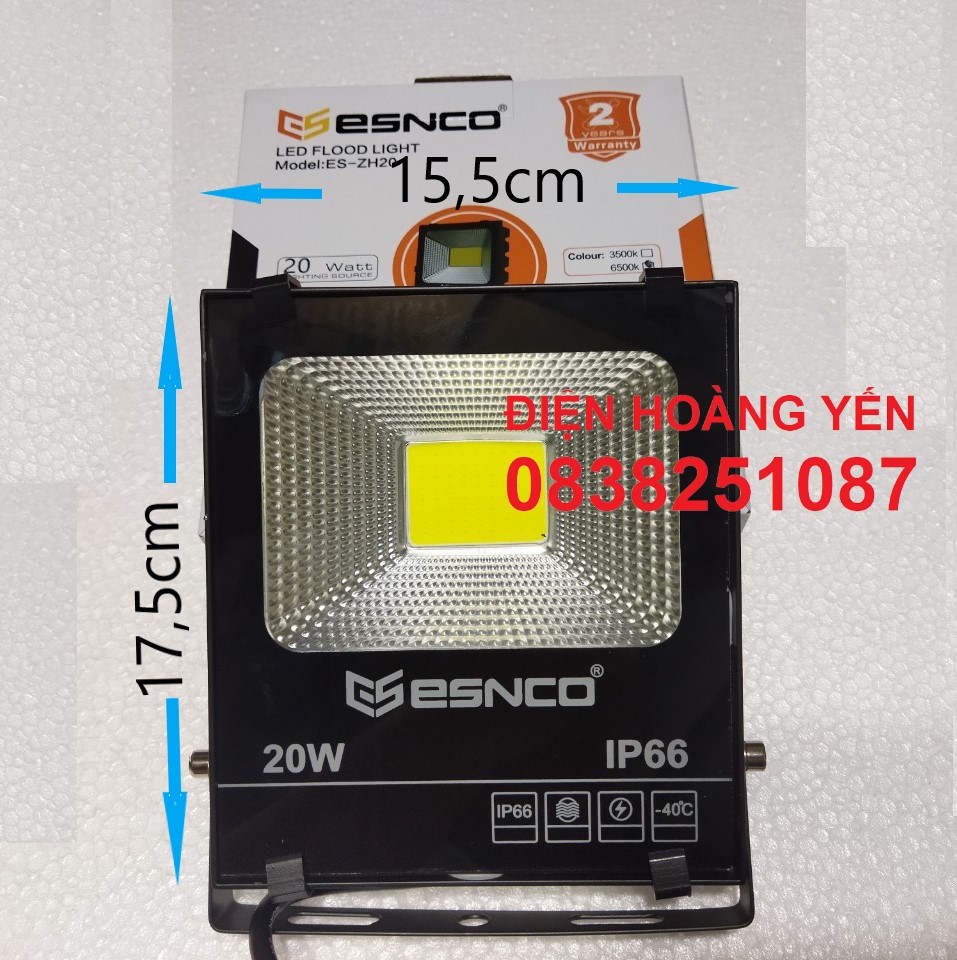 Đèn pha led cob 20w cao cấp chống nước - ánh sáng trắng esnco chiếu sáng ngời trời