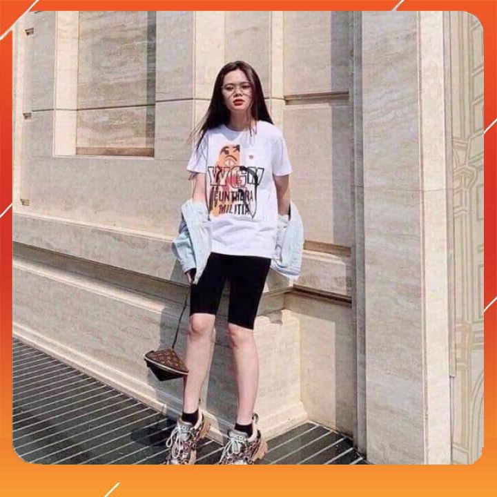 Quần legging cotton đùi cuộn tím