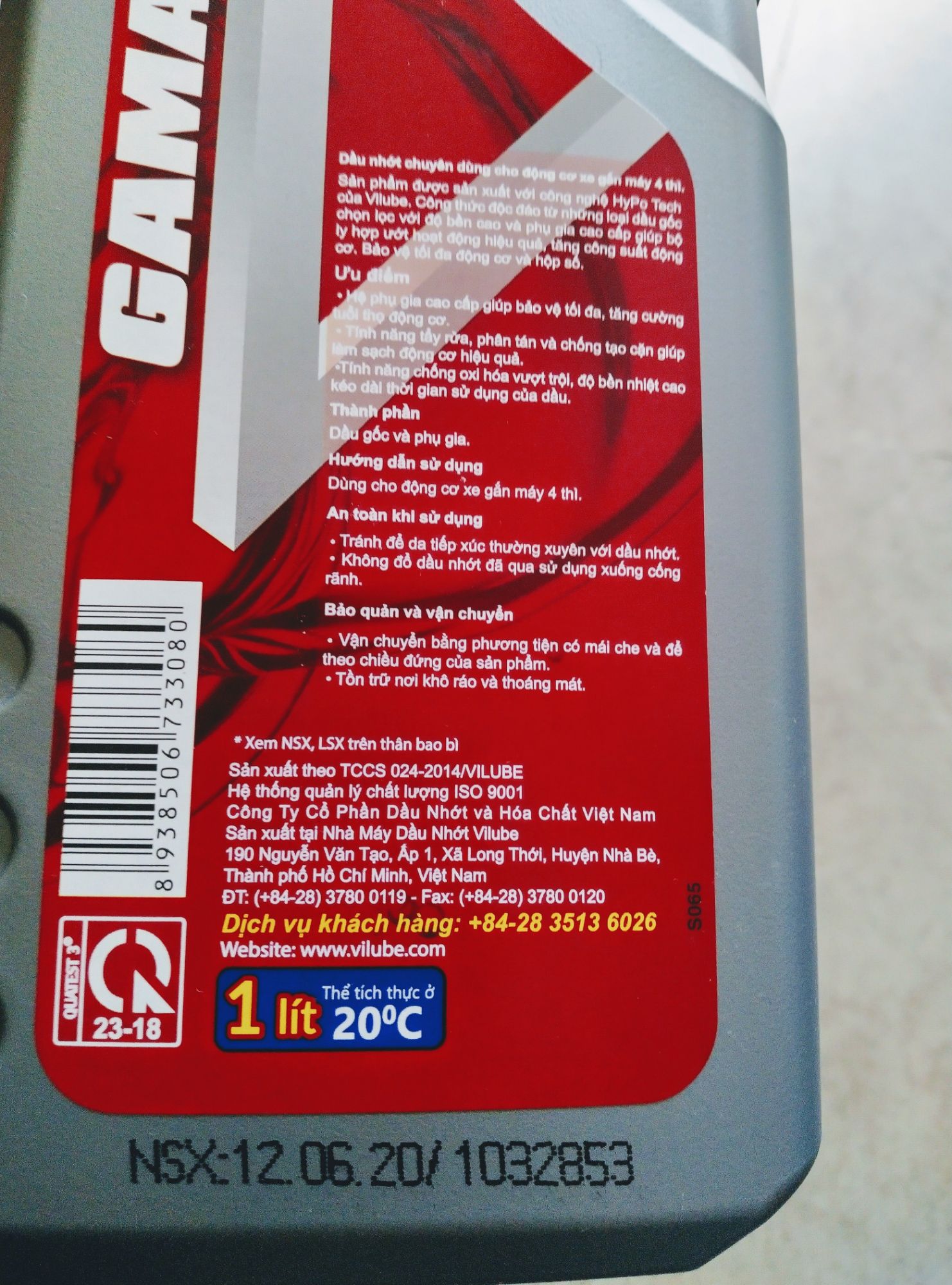 24 chai gamav1 lít dùng cho xe số