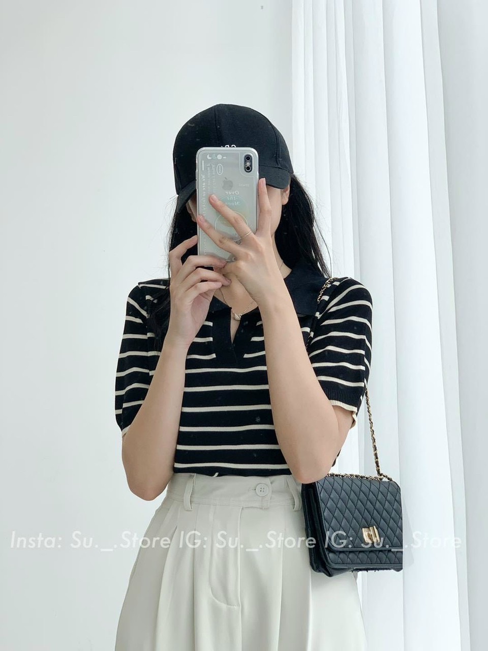 Áo polo len kẻ sọc ảnh thật cuối -CS