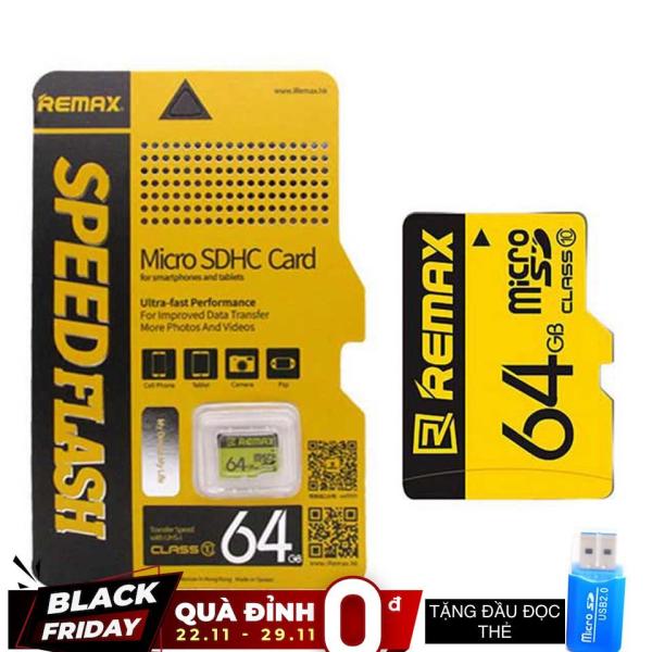Thẻ nhớ 64Gb thương hiệu Remax bảo hành 12 tháng tặng kèm đầu đọc thẻ nhớ - có thể dùng với cổng USB Bảo hành 5 năm