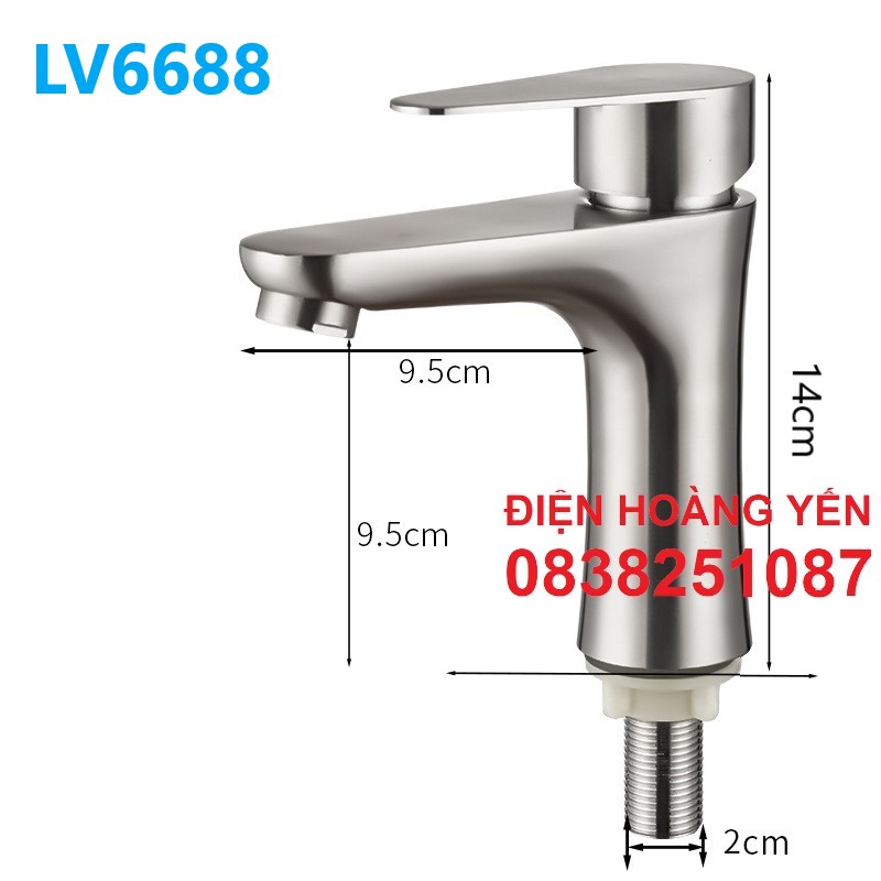 vòi lavabo 1 đường nước lạnh dạng điếu 20cm inox 304