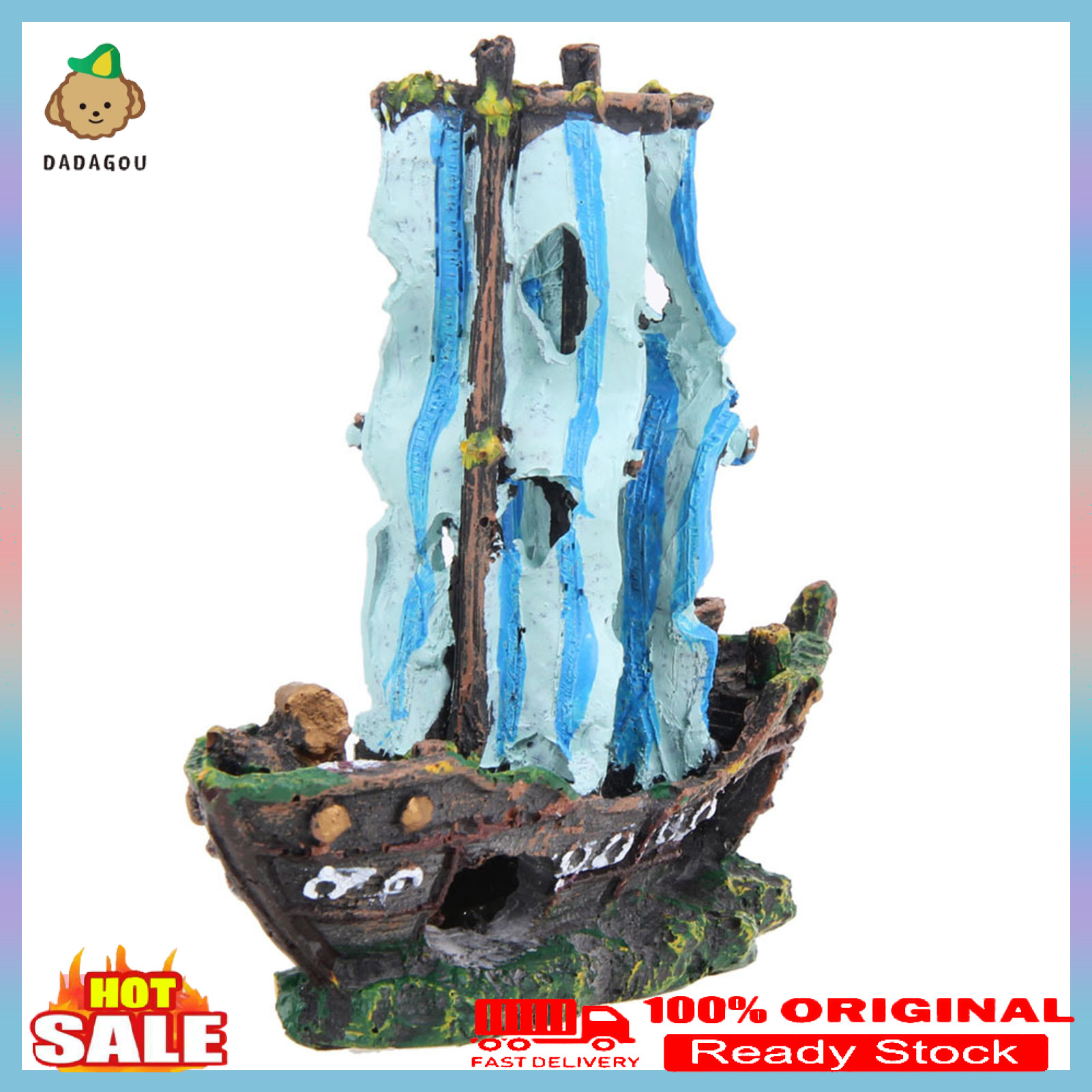 Wreck Boat Ornament Exquisite Lifelike Resin Aquarium Decoration Broken Boat Ship for Home