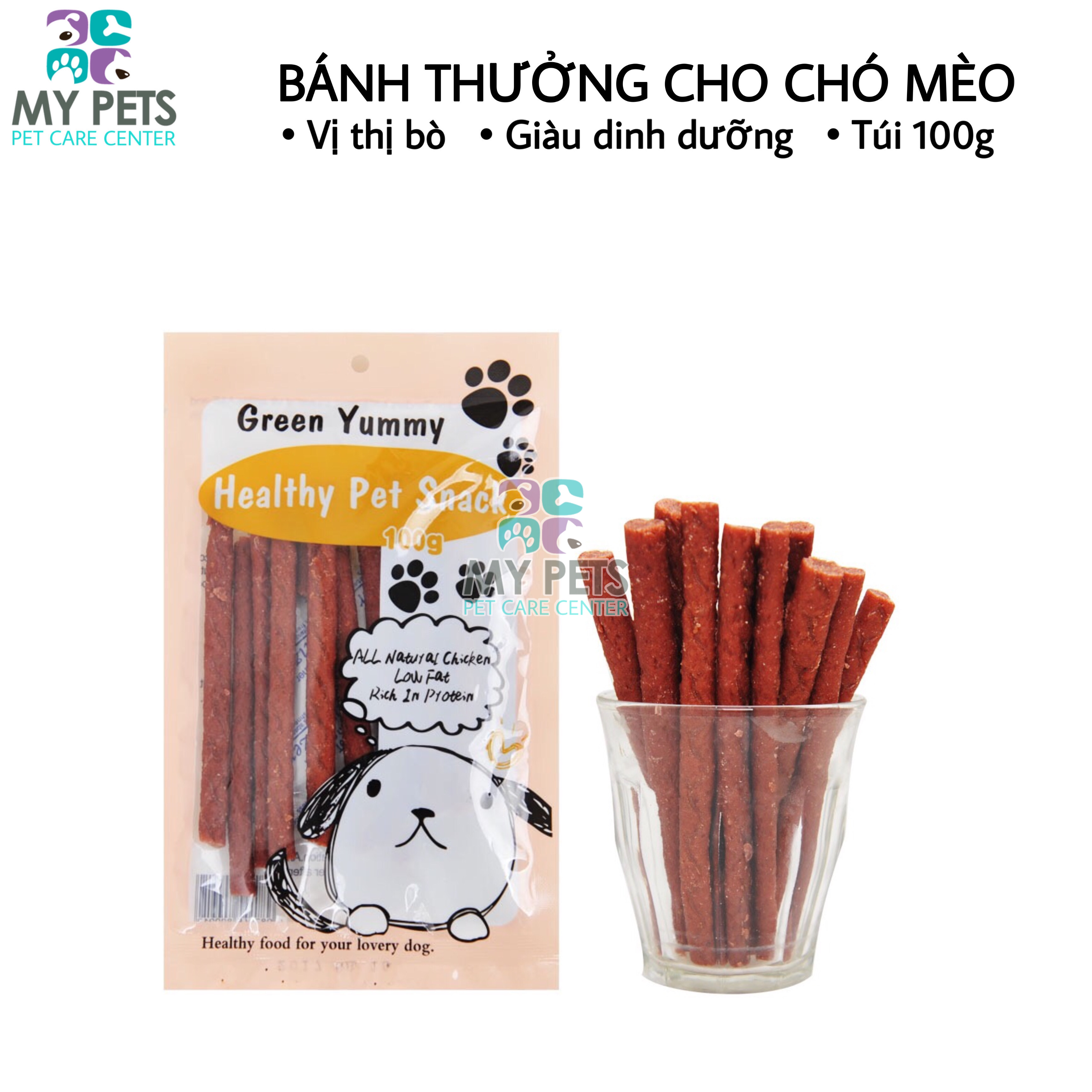 Bánh thưởng dành cho chó mèo hương vị thịt bò cây - Snack dành cho chó mèo
