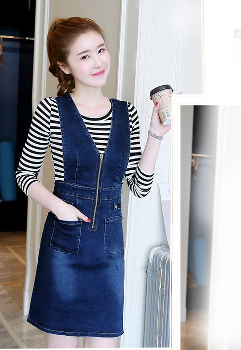 ĐẦM YẾM JEANS  PHỐI  TÚI  D698