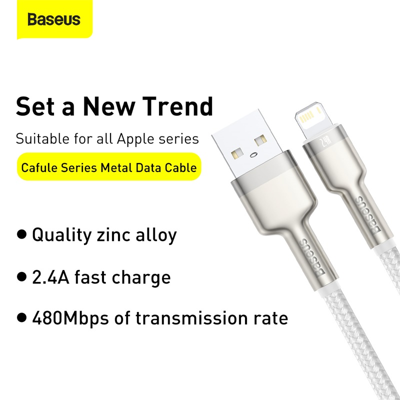 Baseus 2.4A Fast Charging USB Cable for iPhone 11 12 Pro Max Xs Xr X  Mrtal Data Cable for iPhone Cable 7 SE 8 Plus Charger for iPad air