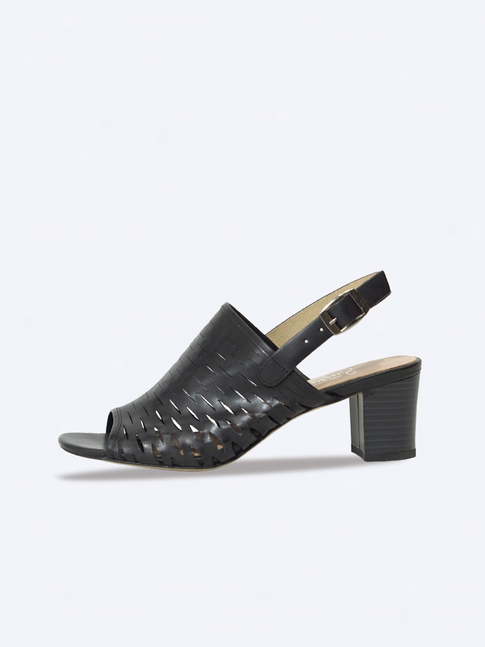Giày Sandal gót trụ 5cm da thật cắt lazer SE02- SALSA