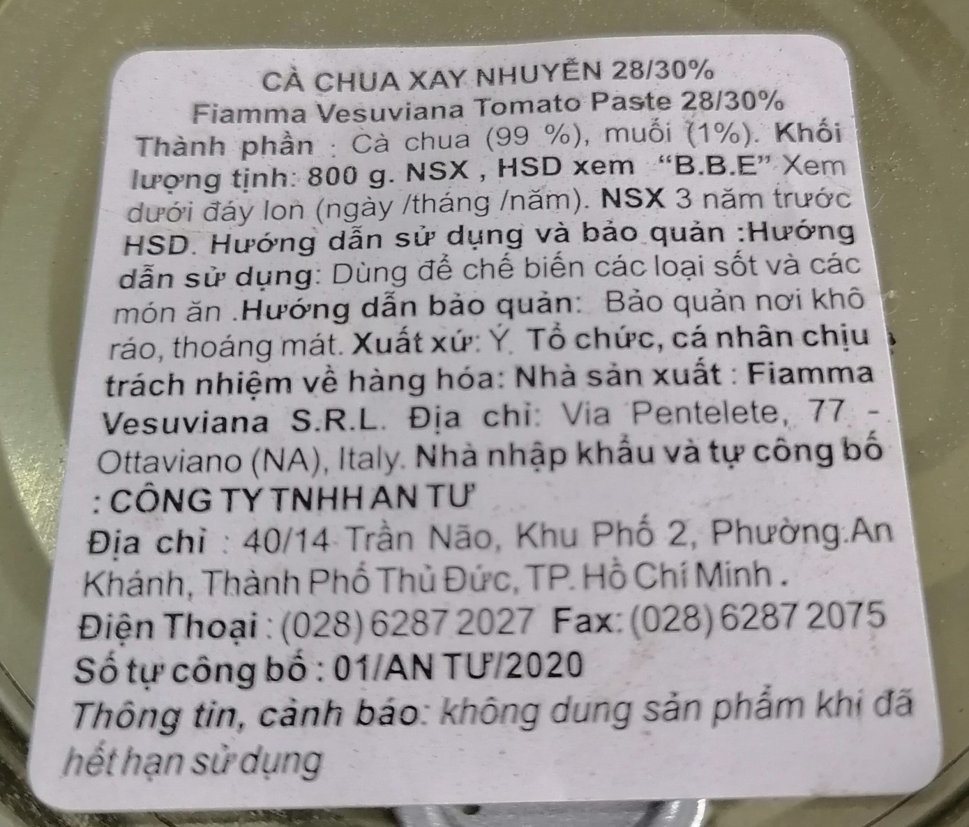 [Hộp Vừa 800g – nhãn đỏ] CÀ CHUA XAY NHUYỄN [Italia] FIAMMA Tomato Paste (halal) (atu)