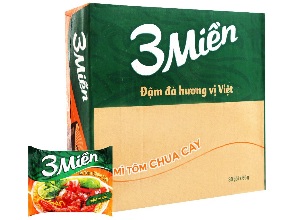 Mì 3 miền Mì Tôm chua cay ( 1 Thùng 30 Gói )