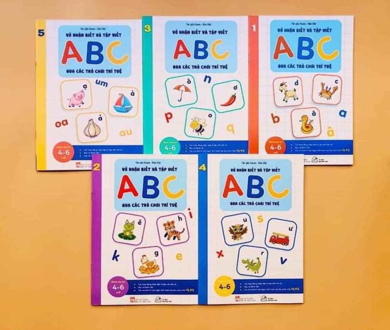 Mua Bộ Vở nhận biết và tập viết ABC qua các trò chơi trí tuệ (5 cuốn)
