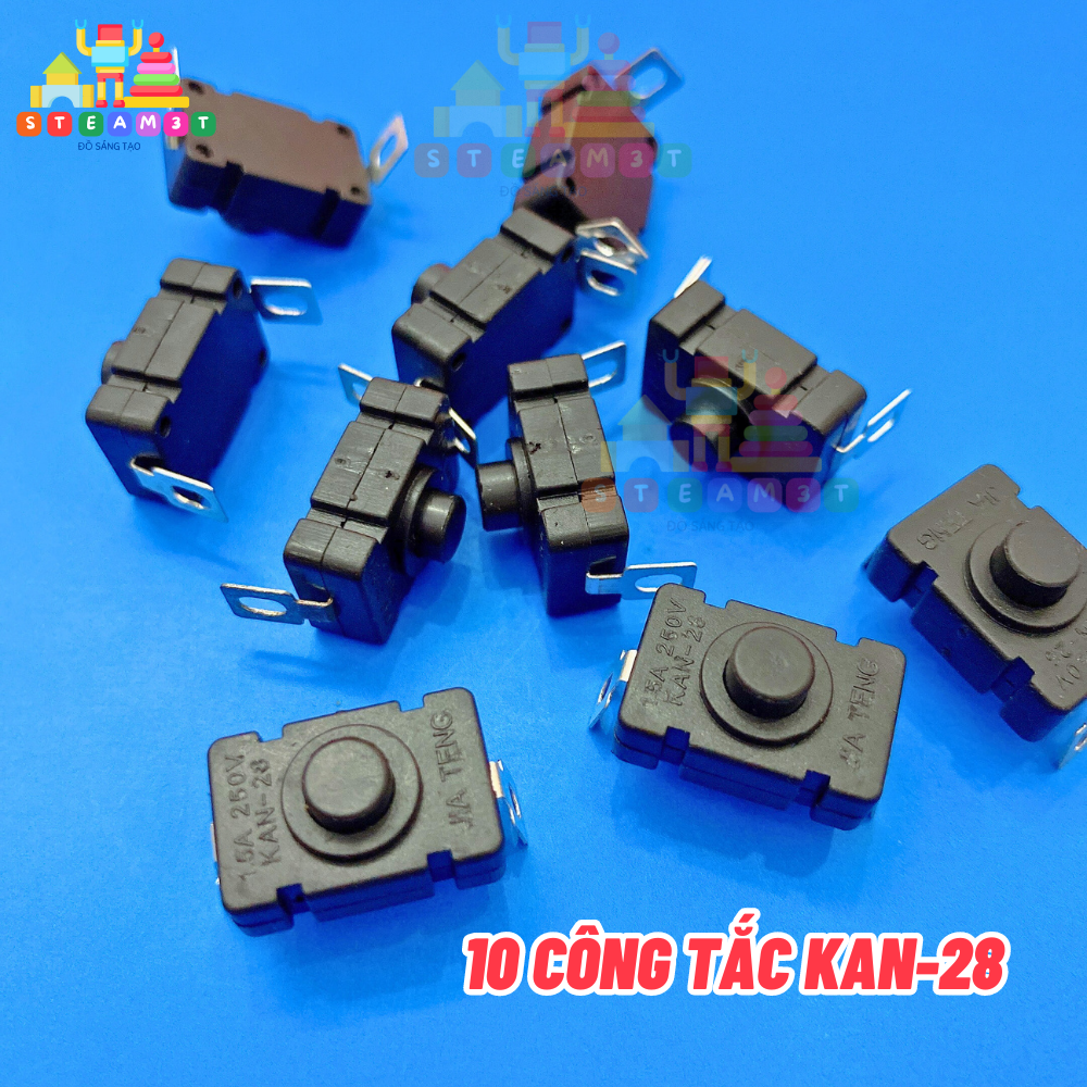 10 cái công tắc đèn pin kan-28 2p dạng ấn on off - lk0044